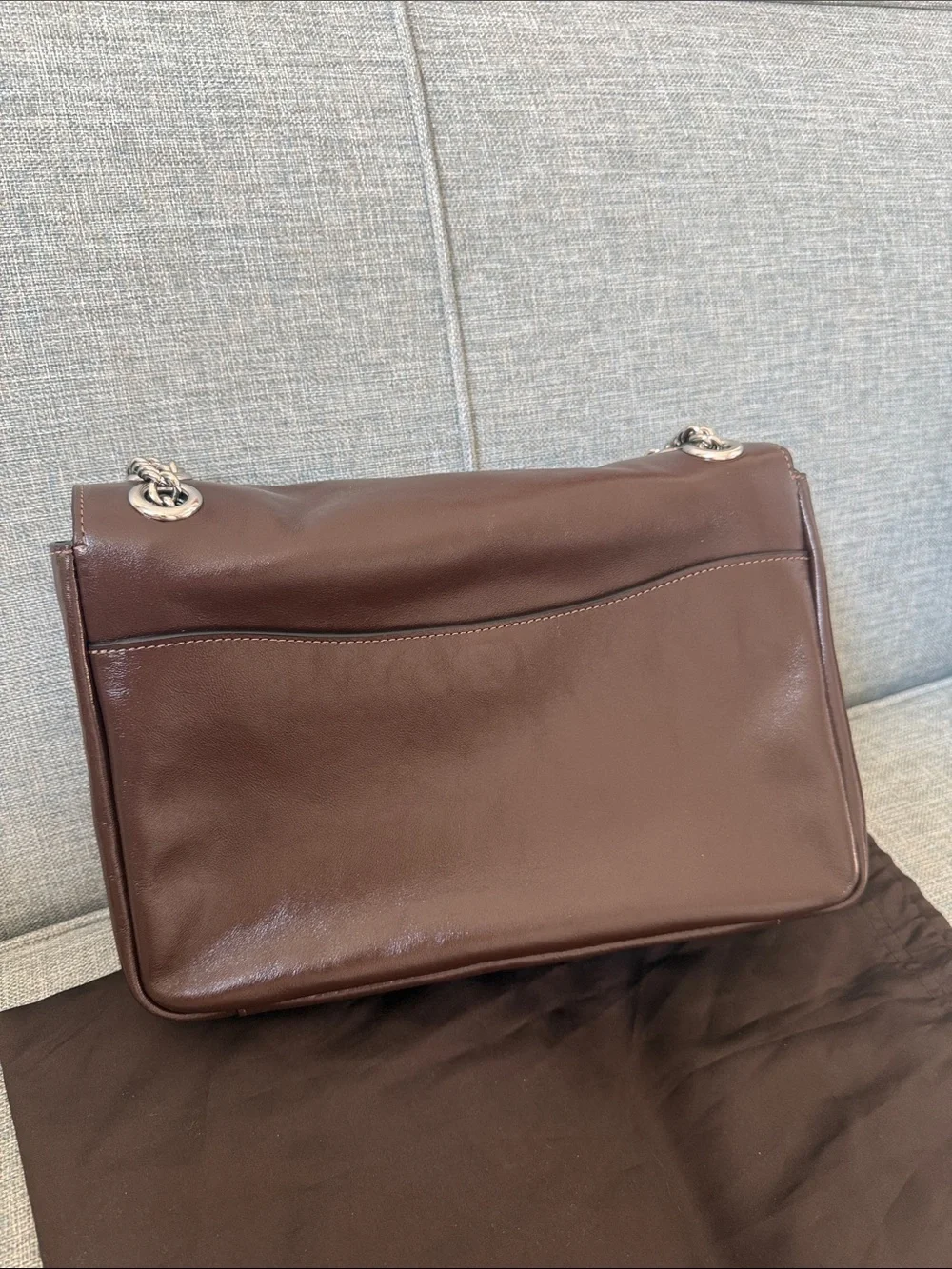 Coach Elodie Crossbody/Shoulder Maple  Leather  Bag with Silver Chain